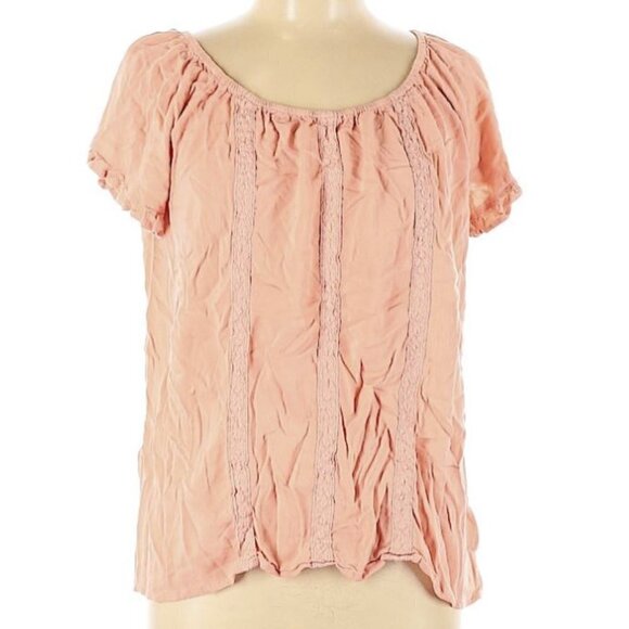Torrid Coral Peach Ruffle Gauze Blouse Top 0X - Picture 4 of 8